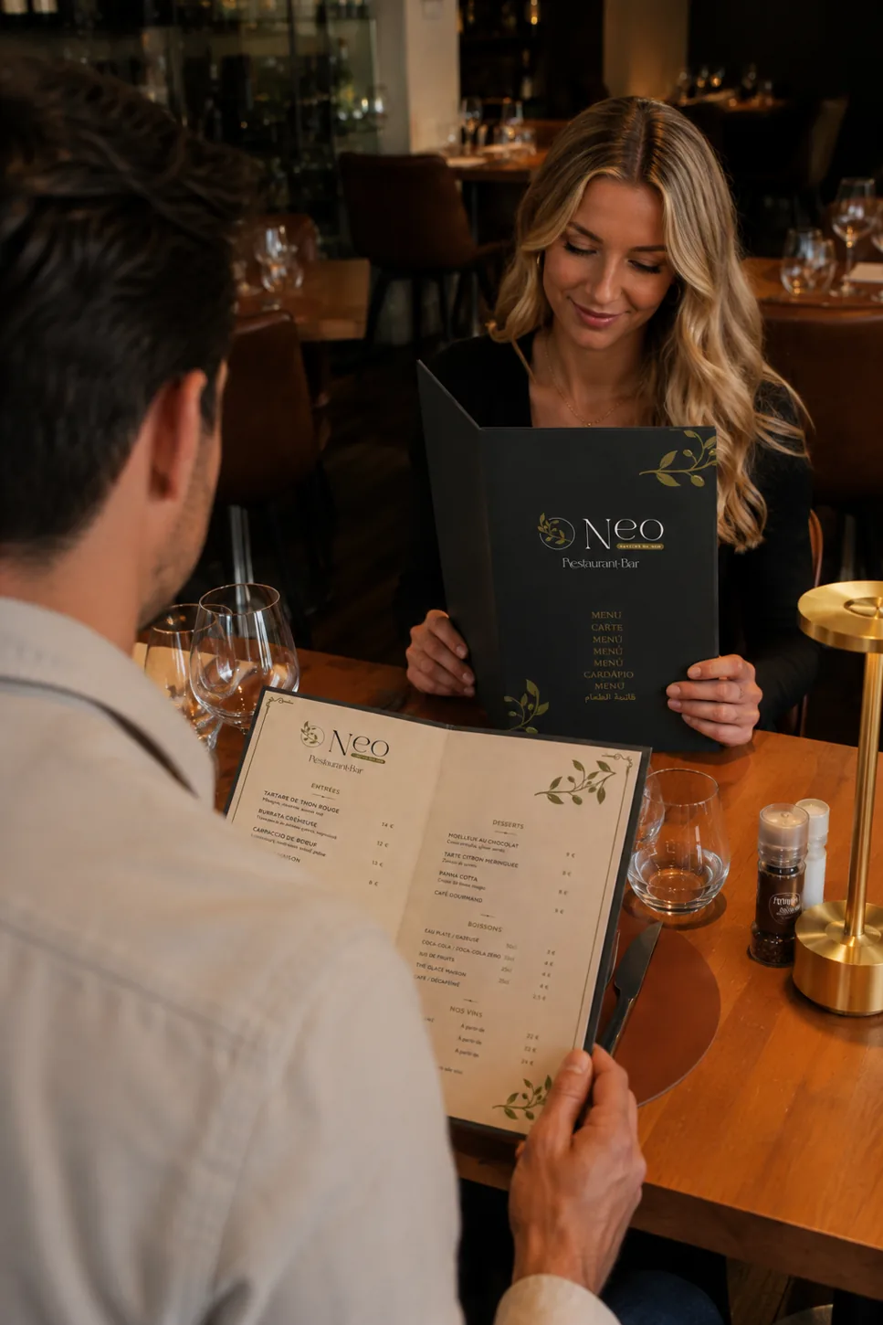 Menu imprimé de restaurant